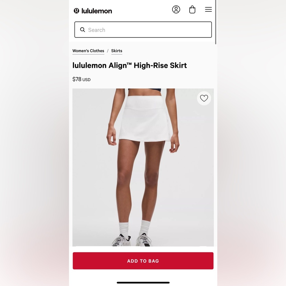 Lululemon Athletica White Tennis Skirt